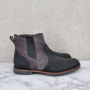Timberland Men's Size 9.5 Kendrick Chelsea Boots Black Leather Gray Suede